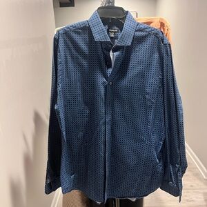 Express Navy Polka Dot Shirt